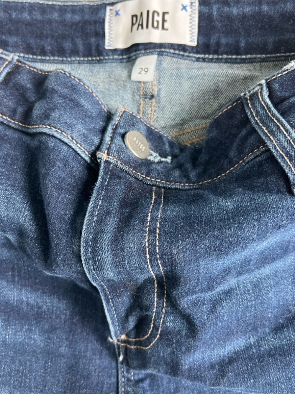 Paige women’s Dark Blue Denim Roll-Cuff Shorts - Picture 3 of 6